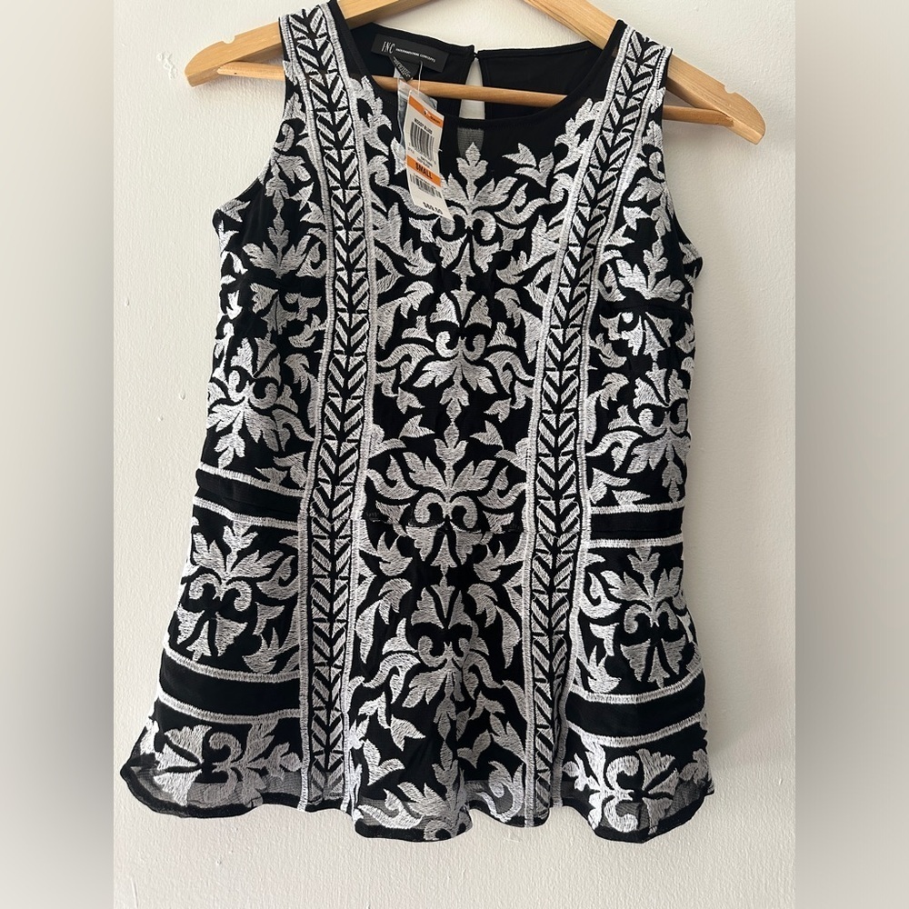 INC Moody blues deep black top size small NWT